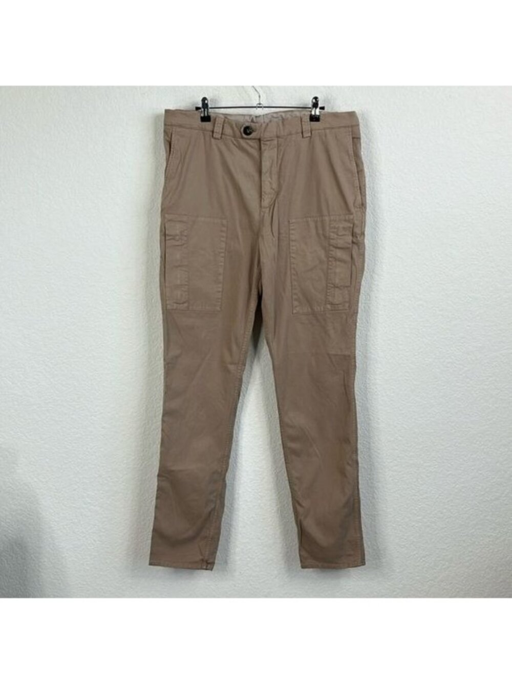 Brunello Cucinelli Leisure Fit Khaki Chino Pants Front Cargo Front Pockets